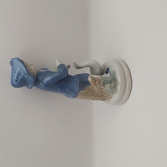 Vintage Fine Porcelain Boy and Goose Hand Painted 6" Blue and White - Picture 4 of 8